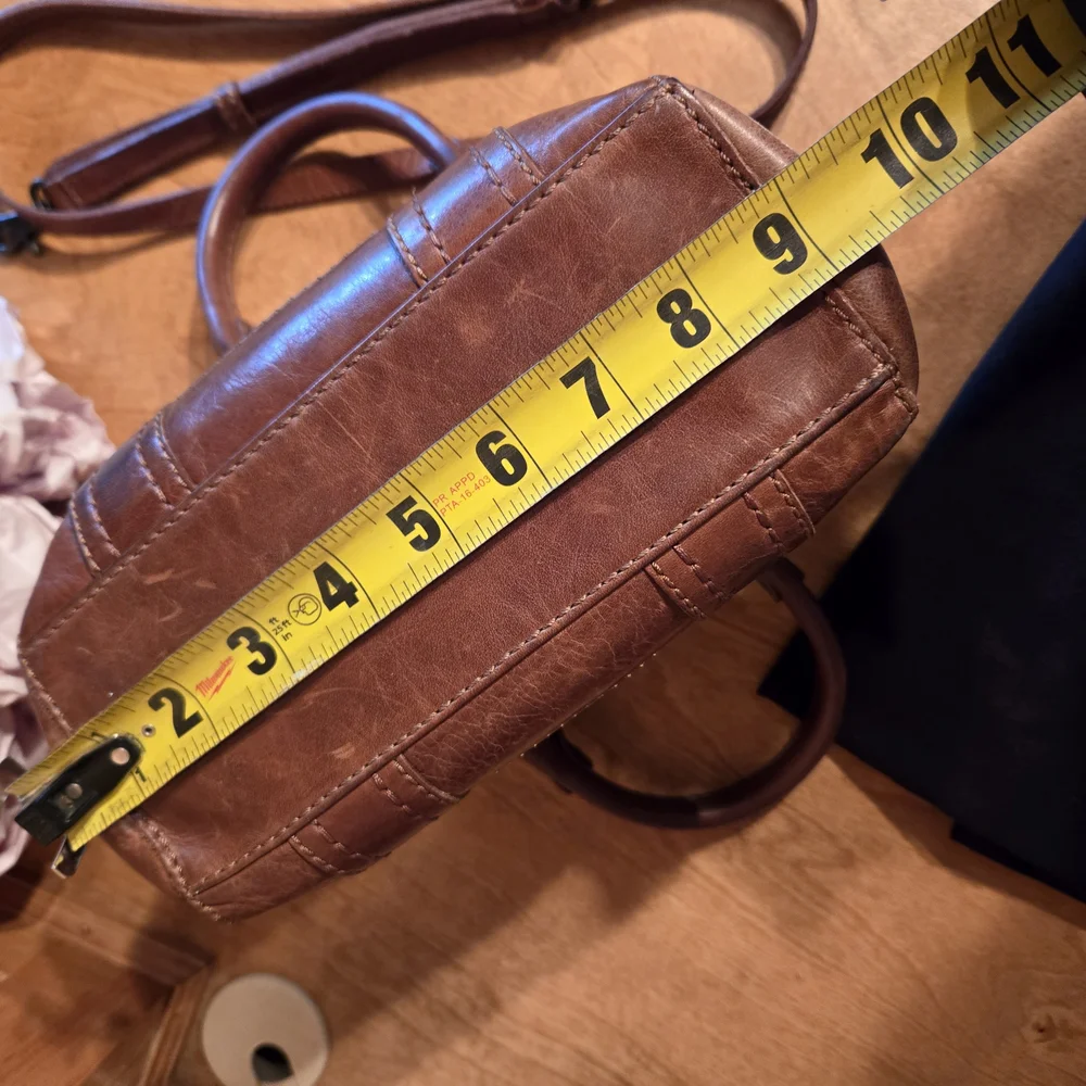 Frye Brown Leather Melissa Mini Tote with Vintage Finish